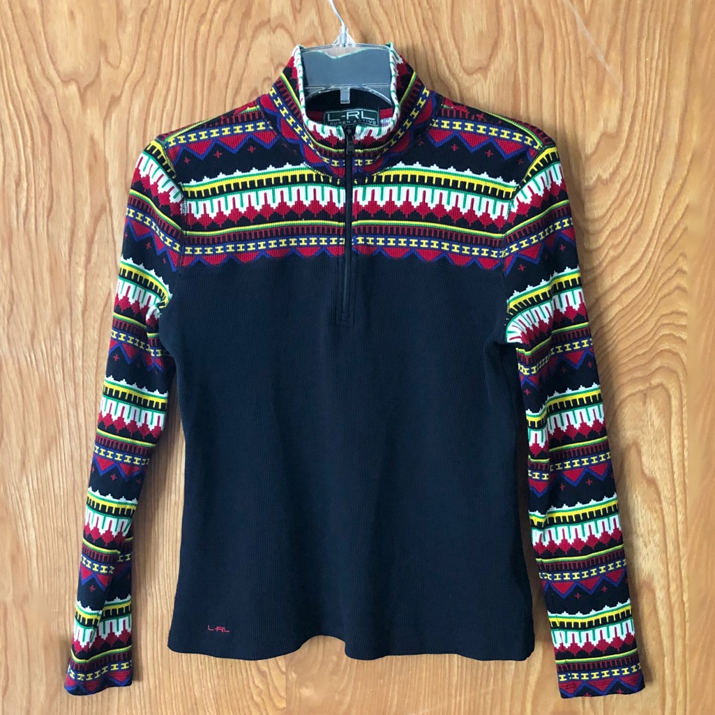 Lauren Ralph Lauren Active 1/4 Zip Waffle Knit Top